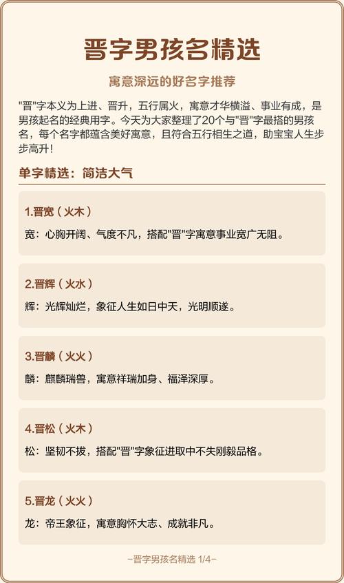 晋字取名对男孩有什么美好的寓意和象征意义？