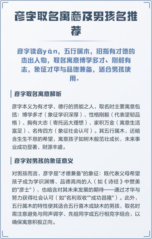 彦字五行属什么男孩取名寓意有哪些？