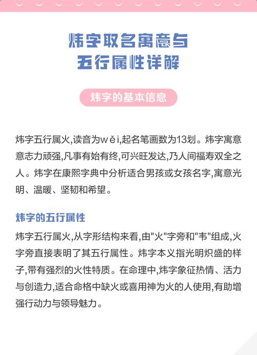 炜字五行属火，如何根据炜字五行属性为男孩取名？