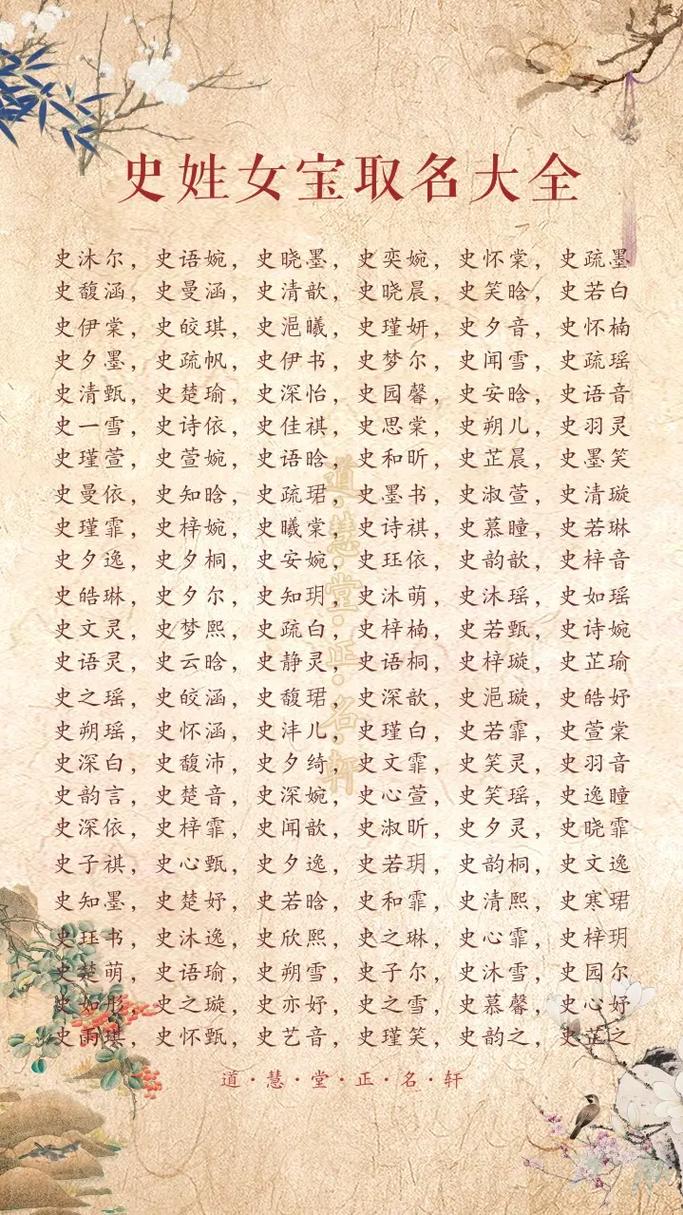 姓史的女孩起名时如何结合风水和五行选择有吉祥含义的名字？