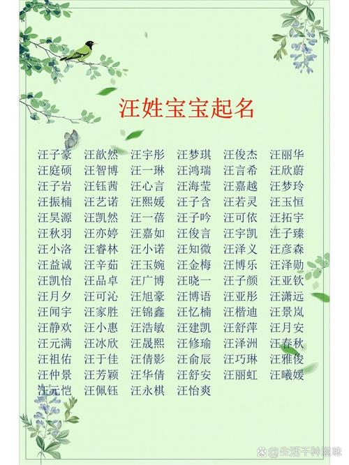 姓汪的男孩大气文雅的名字叫什么好？有没有什么既大气又文雅的名字推荐？