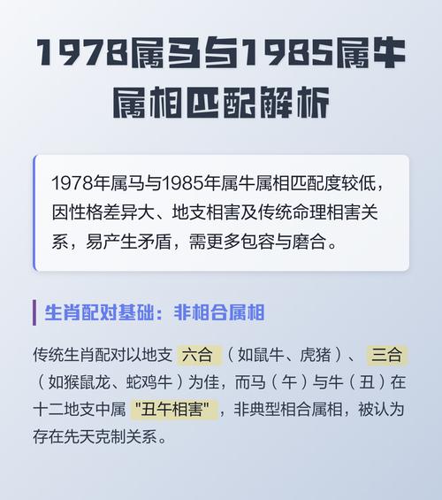 1985年属牛和1978年属马，他们的属相合不合呢？