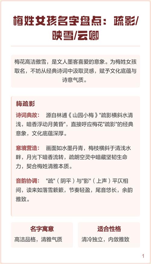 梅姓有诗意的女孩名字，有没有什么特别又文艺的名字推荐呢？