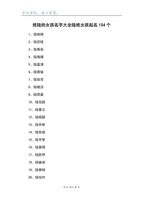 陆姓才智兼备的女孩，取个什么名字既文雅又显智慧呢？