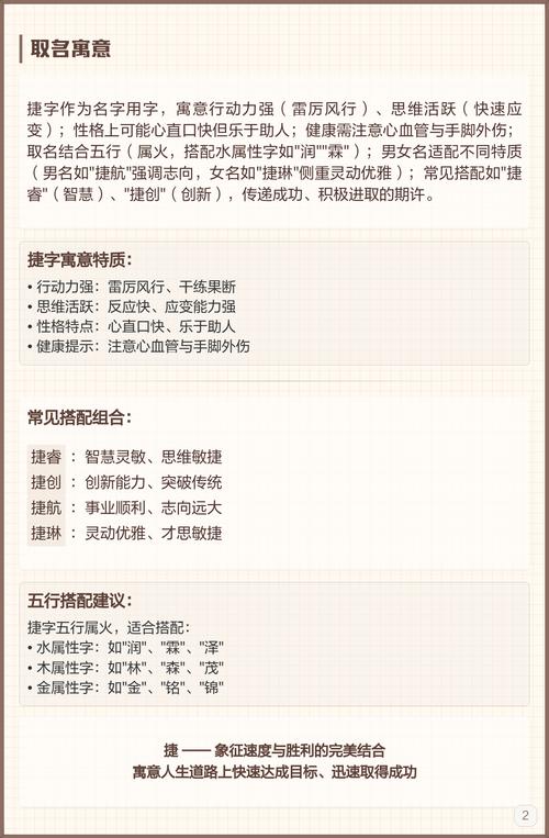 捷字取名对男孩有什么特别的寓意吗？