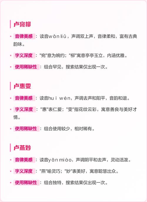 卢姓女宝宝取名时有没有什么既独特又优美的名字推荐呢？