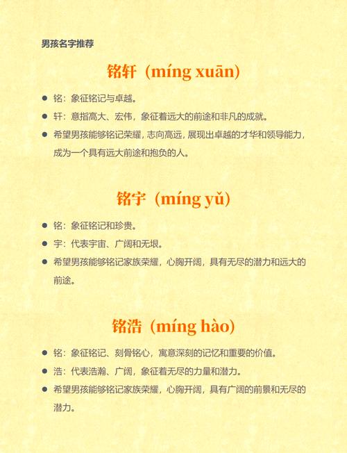 男孩取名用铭字有什么特别的寓意和深层含义呢？