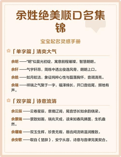 余姓大气文雅的男宝宝名字叫什么？有没有什么寓意深刻、朗朗上口的建议呢？