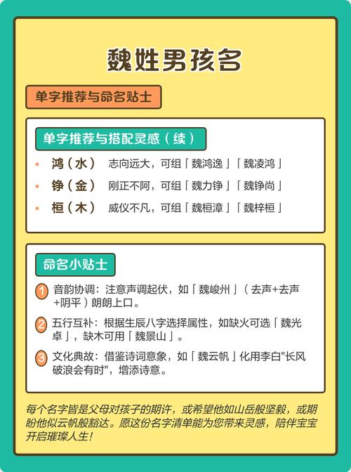 魏姓大气文雅的男宝宝名字叫什么？有没有什么寓意深刻、朗朗上口的建议呢？