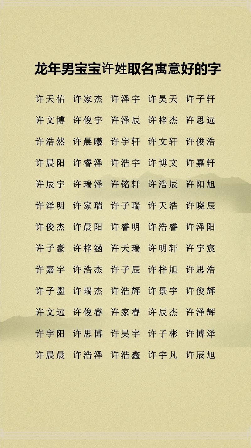 许姓男孩名字中蕴含灵气，有没有什么特别的名字可以体现他的独特气质呢？