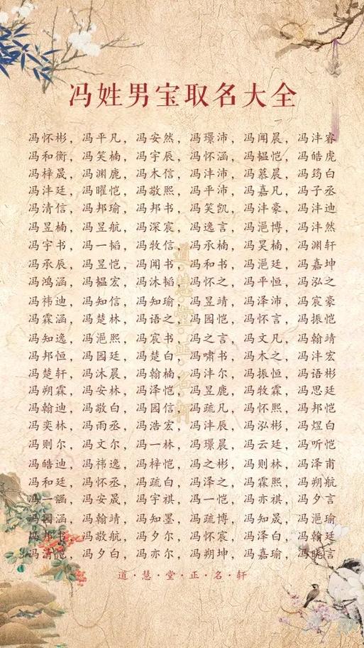 冯字在风水或起名中五行属什么？如何利用其五行属性为男孩取名？