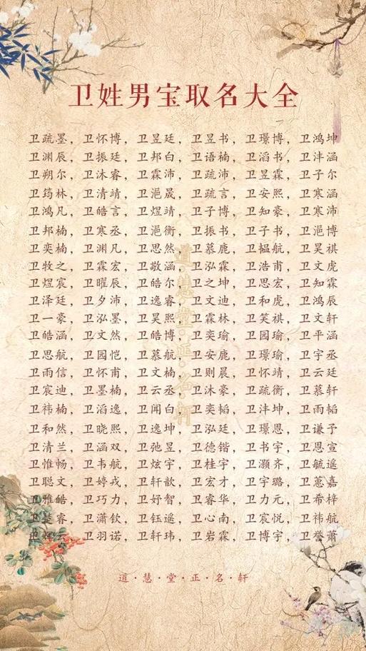 卫姓有涵养的男宝宝名字有哪些推荐？