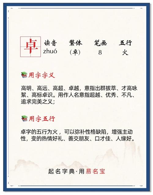 女孩用卓字取名，寓意才华出众，为：用卓字为女孩取名，是否意味着她将才华横溢？