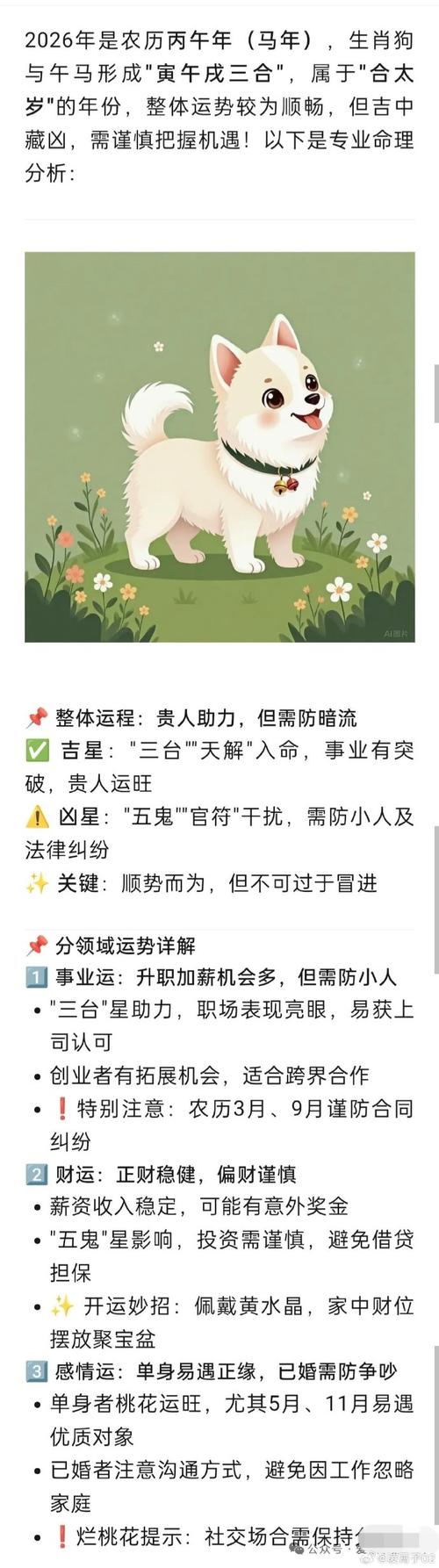 2026年属狗人全年运势和运程具体如何？