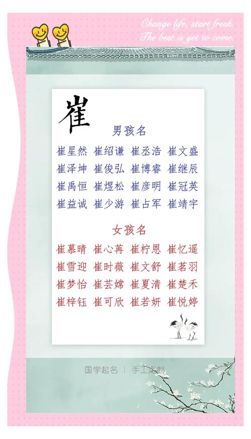 崔姓女孩取什么名字既吉利又好听？