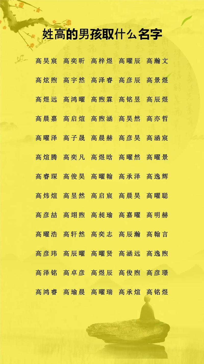 姓高的男孩取什么名字既吉利又好听？