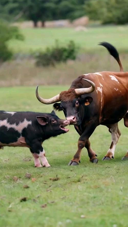 猪和牛放在一起会发生什么有趣的现象或结果？