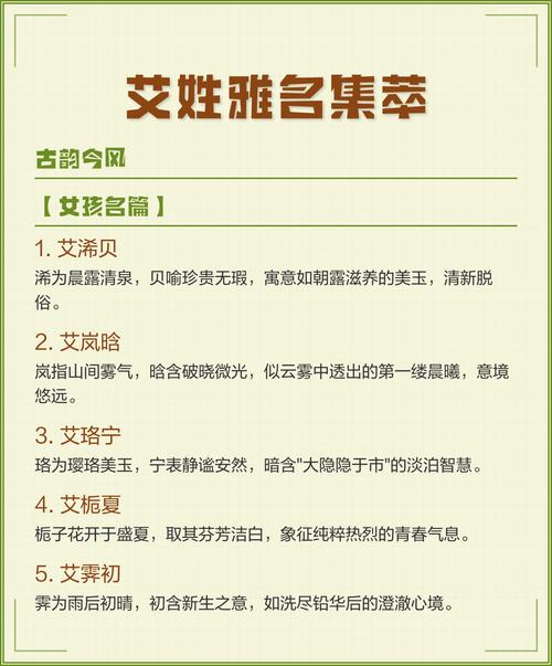艾姓英俊男孩的名字叫什么？有没有什么寓意美好的名字推荐？