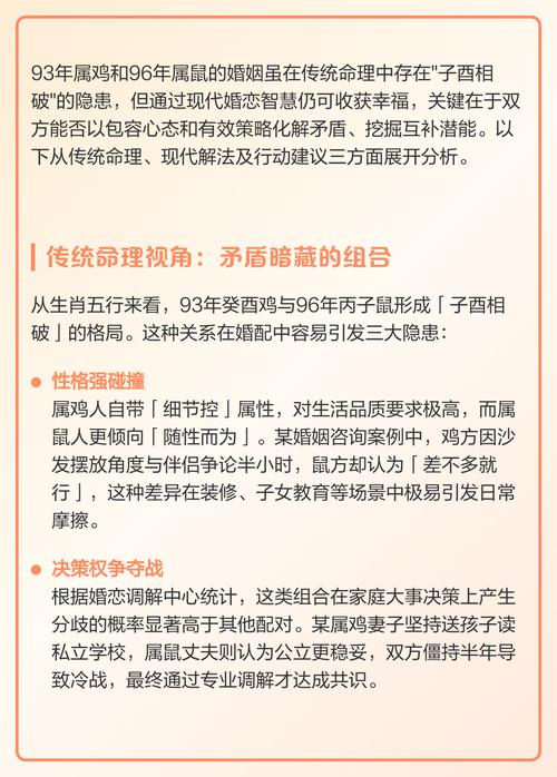 93年属鸡的男士与96年属鼠的女士相配吗，他们的性格和命运会和谐吗？