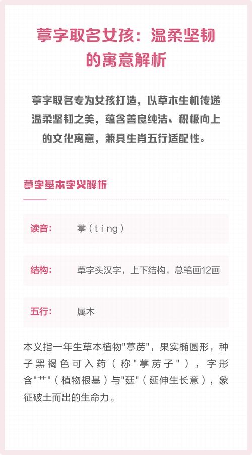 葶字五行属木，女孩最佳组合名字为：葶字女孩取名，五行属木的最佳名字有哪些？