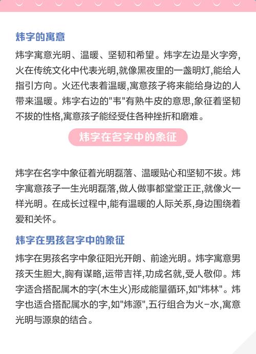炜字五行属火，如何根据炜字五行属性为男孩取名？