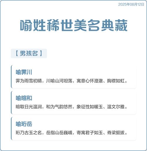 喻姓宝宝名字中，哪个既优美又大方，适合作为男宝宝的名字呢？