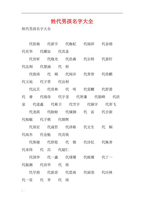 代姓男孩名字有哪些霸气响亮的选择？