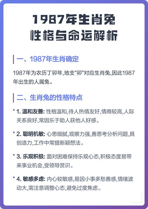 1987年属兔人的命格究竟有何独特之处？