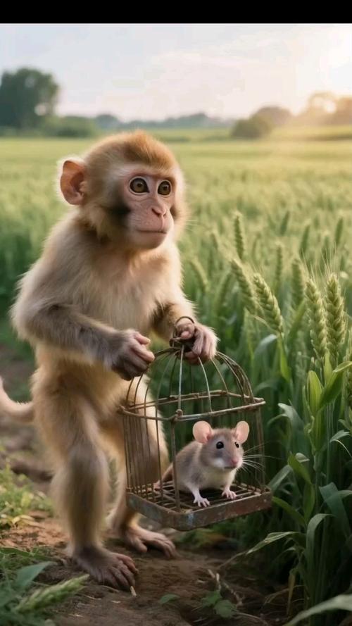 猴遇鼠难道不是福气满满吗？