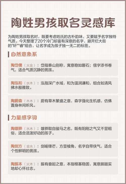 陶姓宝宝取名，有没有什么冷门独特又好听的男宝宝名字推荐呢？
