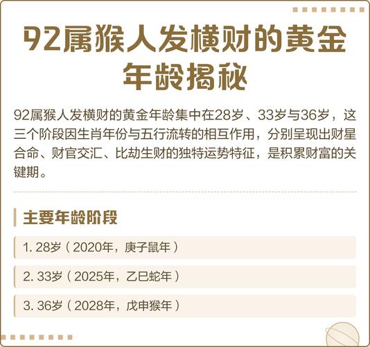 92属猴人何时会遭遇发横财的幸运年龄？