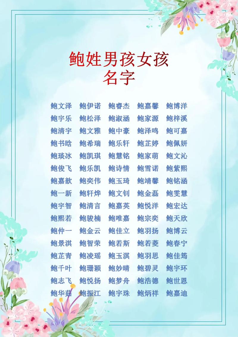 鲍姓宝宝名字中蕴含独特优美，请问有没有这样的名字推荐？