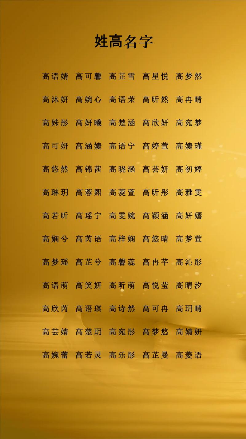 姓高的女孩取什么名字既吉利又好听？