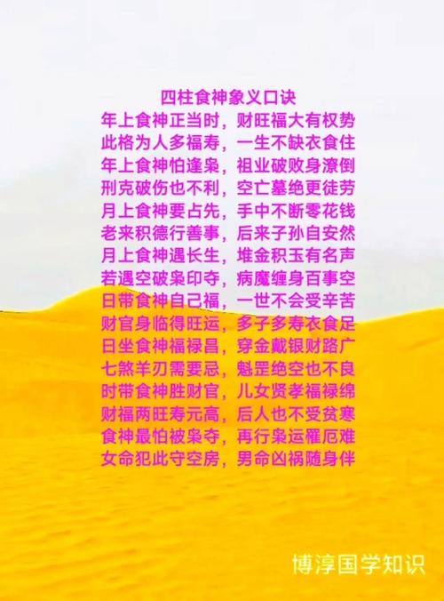八字中食类象指的是什么，能否详细解释一下？