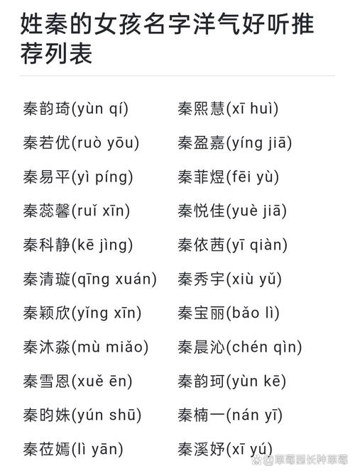 秦姓洋气女孩名字，有没有什么特别时尚好听的推荐？