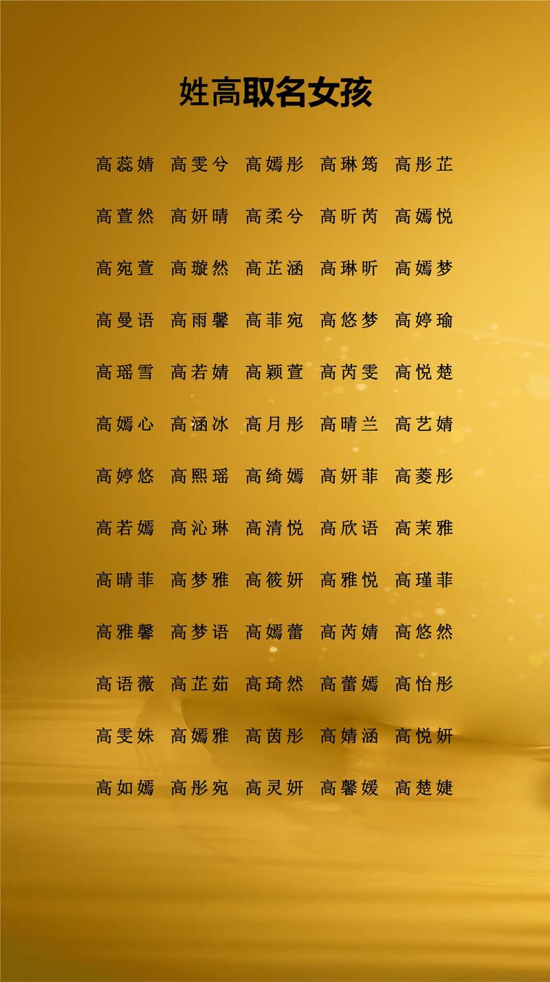 姓高的女孩取什么名字既吉利又好听？