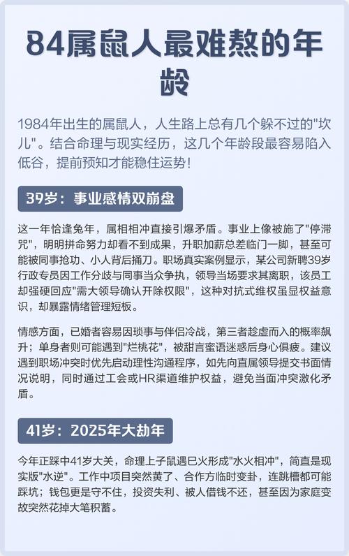 1984年出生属鼠的女性，哪三年会忒别难熬呢？