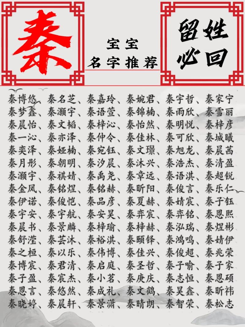 秦姓有涵养的小伙子叫什么名字呢？有没有什么寓意深刻的好名字推荐？