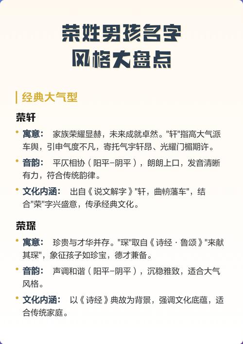 荣姓气质男孩取什么名字比较好？