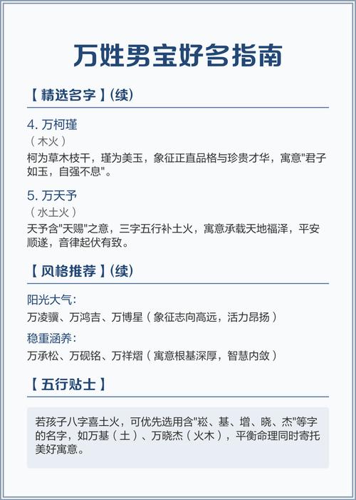 如何给万姓男宝宝取一个既大气又文雅的名字呢？