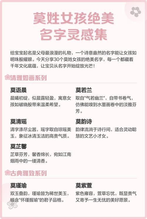 莫姓女孩取个有创意的名字，有没有什么好建议？