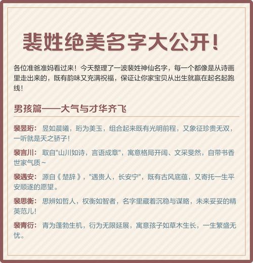 裴姓女宝宝取名，有没有既创意又优雅的名字推荐呢？