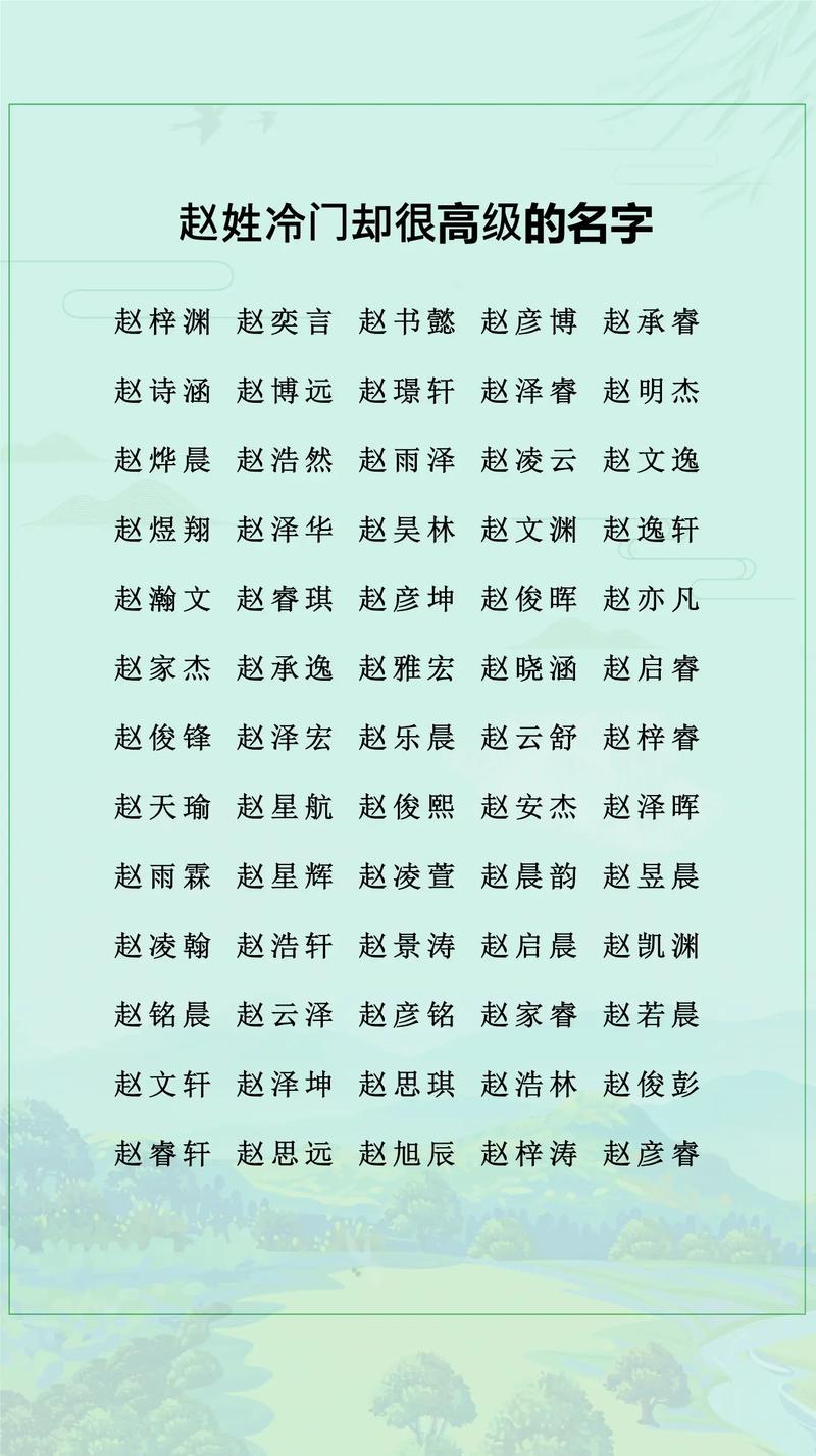 赵姓冷门独特女孩名字叫什么？有没有什么特别的寓意或由来？