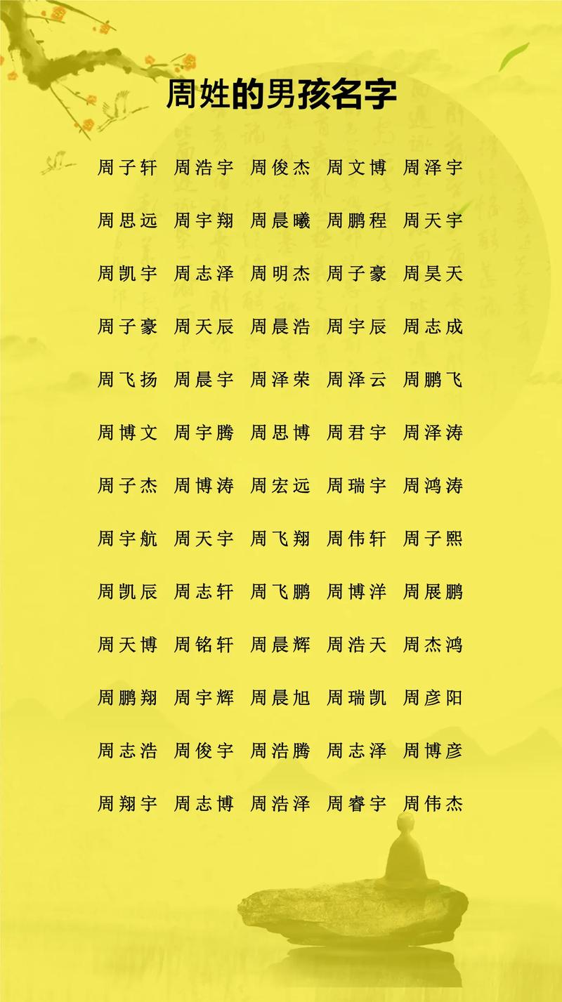 周姓男孩名字中，如何结合风水原理，挑选一个既独特又吉祥的五行八字名字？