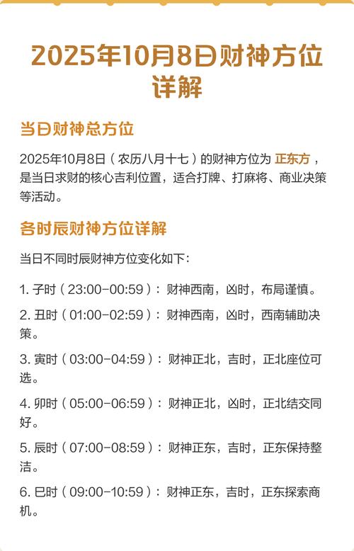 2025年8月10日，哪个方位的财运最旺呢？