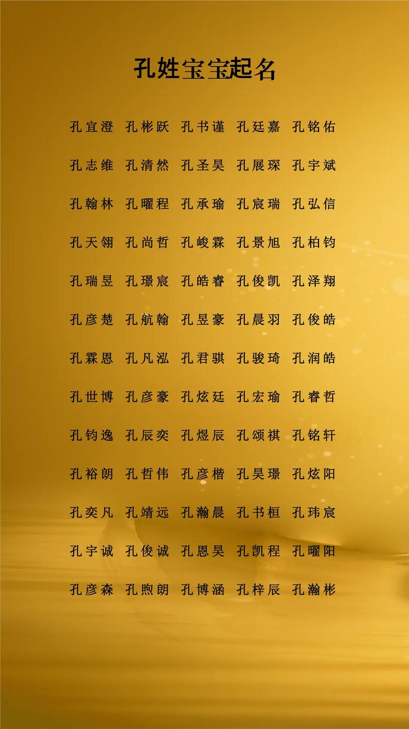 孔姓优雅大气的男孩名字，有没有什么好听的推荐呢？