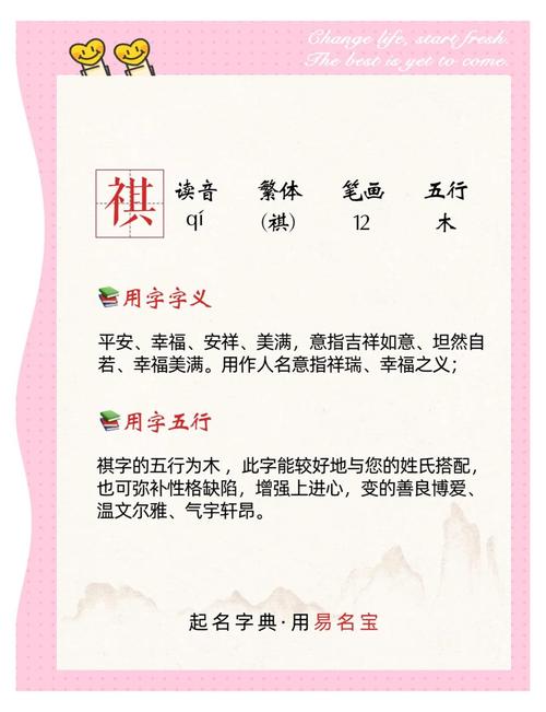 祺字五行属什么女孩取名寓意吉祥的有哪些？
