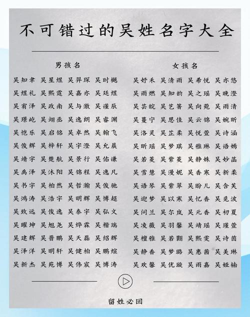 吴姓朗朗上口的男孩名字，有没有什么好听的推荐？