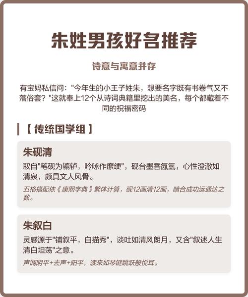 姓朱的男孩起个冷门独特的名字，有没有什么好建议？