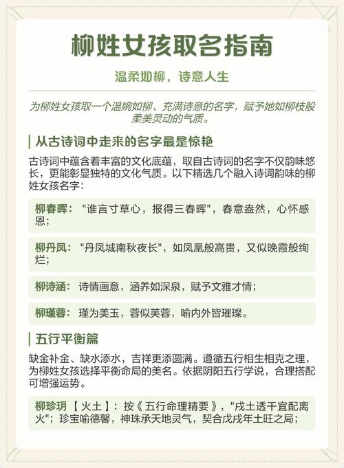 柳姓诗意女孩名字，有没有什么既文艺又好听的推荐呢？